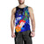 Fiji Custom Personalised Men's Tank Top - Humpback Whale with Tropical Flowers (Blue) - Polynesian Pride