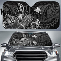 Papua New Guinea Auto Sun Shades Turtle Hibiscus Black Auto Sun Shade Universal Fit Black - Polynesian Pride
