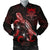 Tuvalu Polynesian Men's Bomber Jacket - Turtle With Blooming Hibiscus Red Red - Polynesian Pride