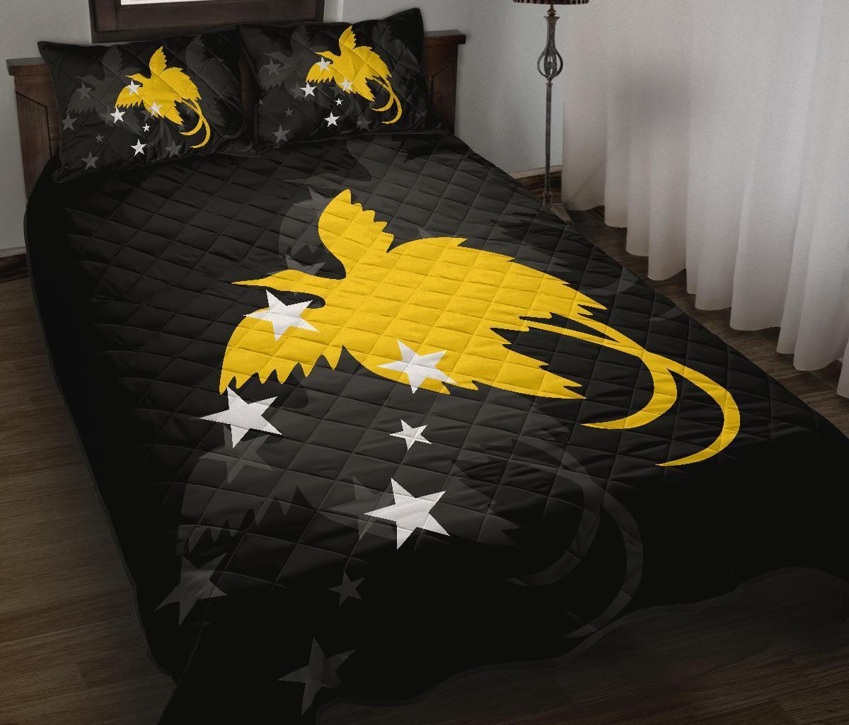 Papua New Guinea Polynesian Quilt Bed Set Black - Polynesian Pride