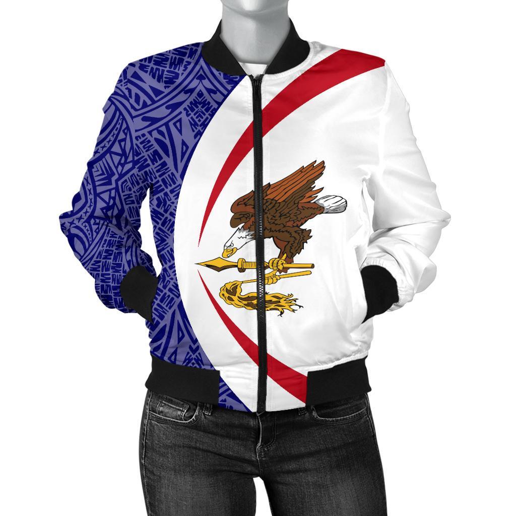 American Samoa Women's Bomber Jacket - Circle Style 01 White - Polynesian Pride