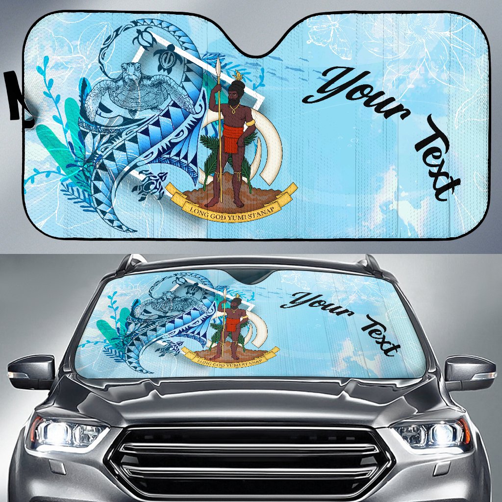 Vanuatu Auto Sun Shades - Custom Personalised Polynesian Turtle Under The Sea Auto Sun Shade - Vanuatu Universal Fit Blue - Polynesian Pride
