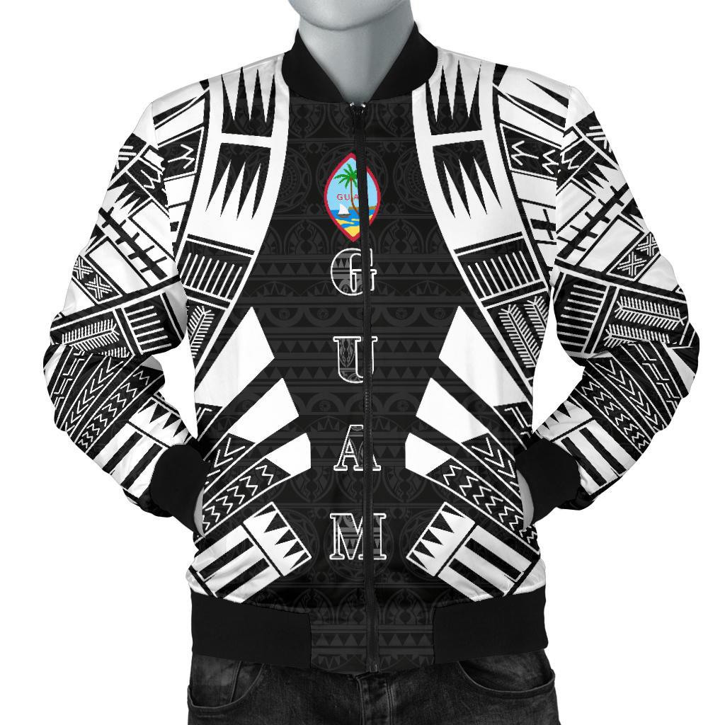 Guam Men Bomber Jackets - Polynesian Tattoo Black Black - Polynesian Pride