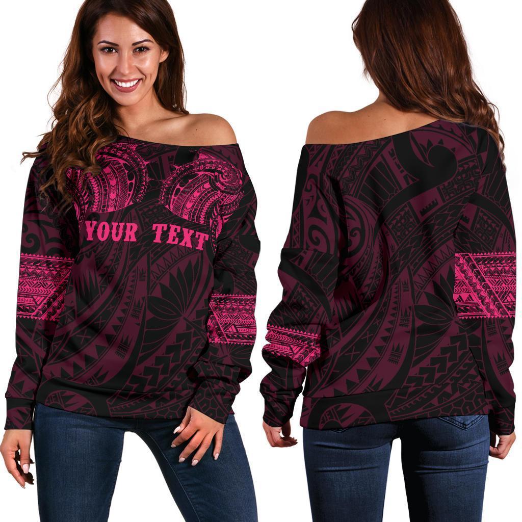 Polynesian Maori Tattoo Off Shoulder Sweater Pink - Custom Version K4 Pink - Polynesian Pride