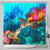 Tokelau Shower Curtain - Sea Turtle Coral Treasure 177 x 172 (cm) BLACK - Polynesian Pride