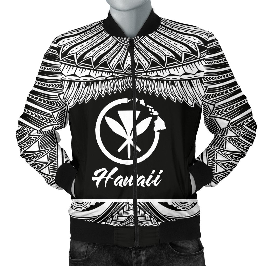 Hawaii Polynesian Men's Bomber Jacket - Hawaii Pride White Version White - Polynesian Pride