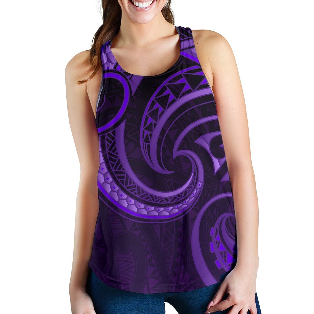 New Zealand Maori Mangopare Women Racerback Tank Polynesian - Purple Purple - Polynesian Pride