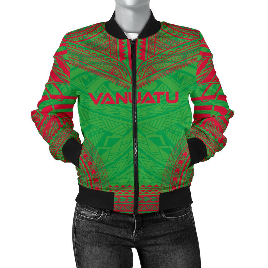 Vanuatu Flag Polynesian Chief Women'S Bomber Jacket Green - Polynesian Pride