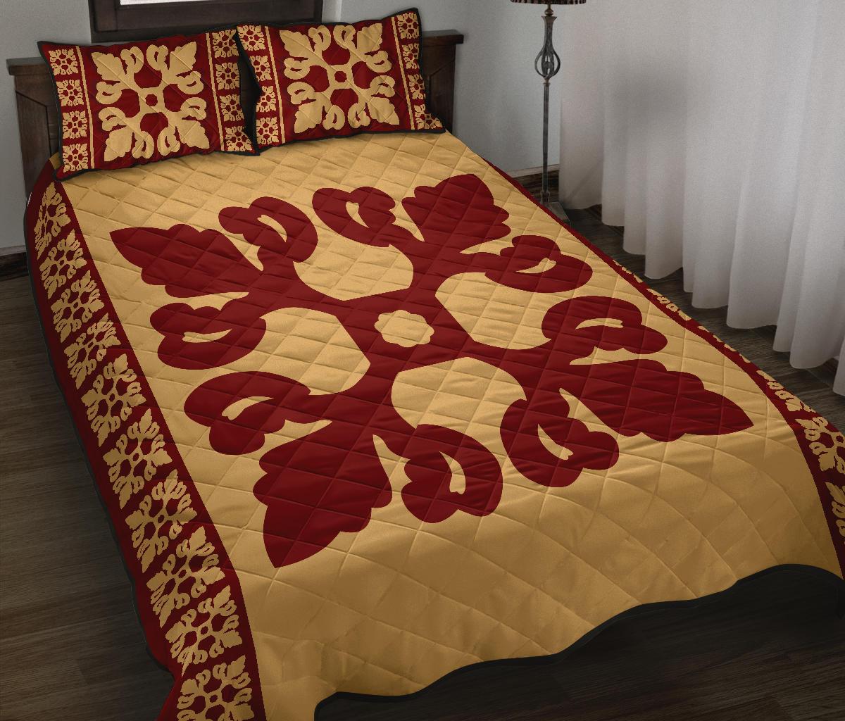 Hawaiian Quilt Pattern Flower Proudly Quilt Bed Set - Polynesian Pride