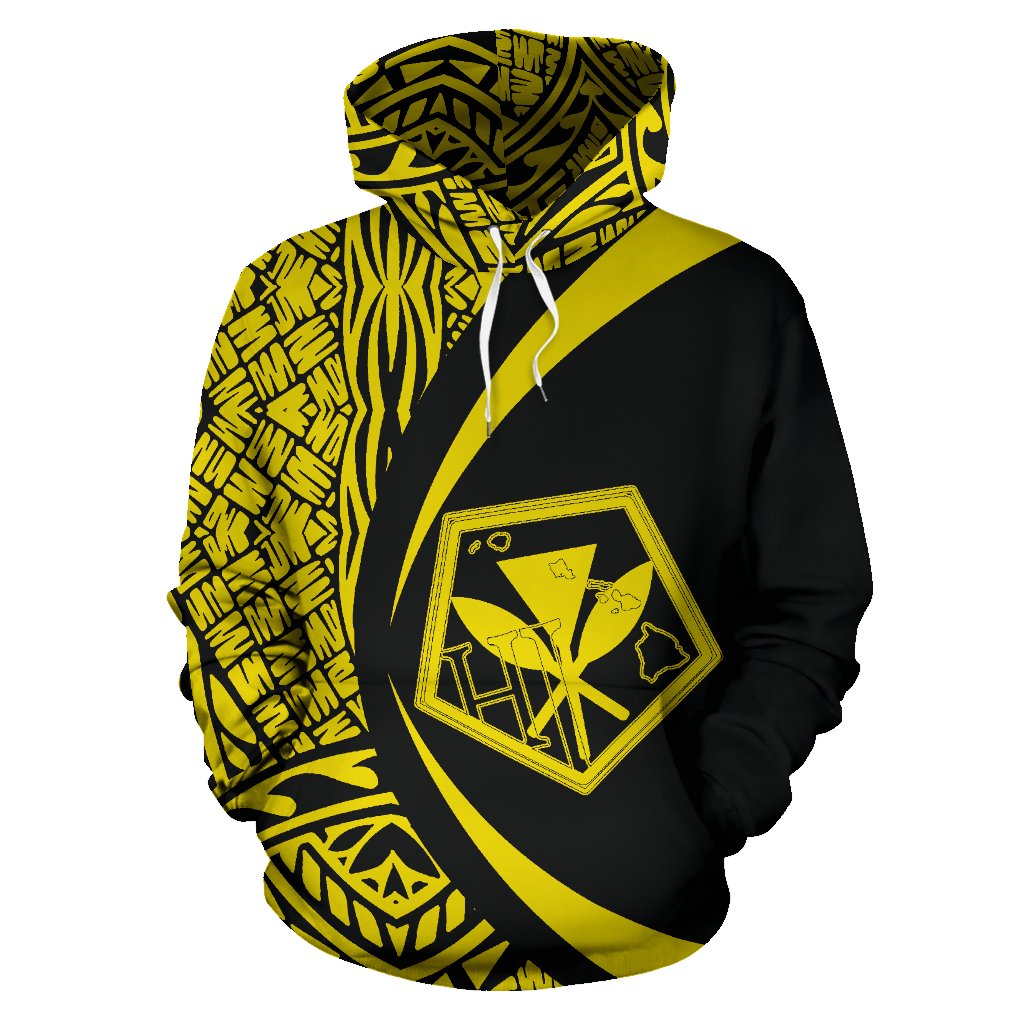 Kanaka Polynesian Tribal Hoodie Circle Style Yellow Color - Polynesian Pride