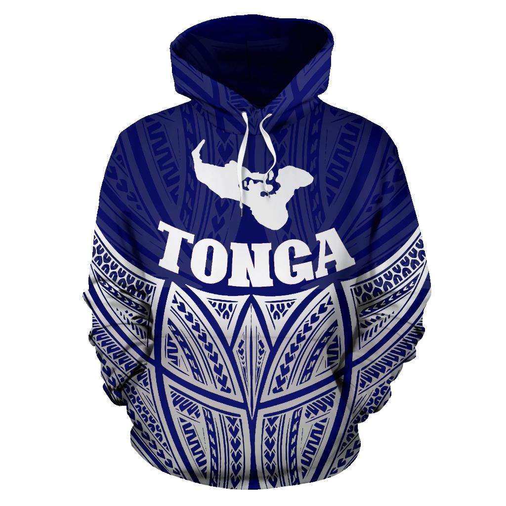 Tonga Polynesian Hoodie Blue Pride Map nd Seal - Polynesian Pride