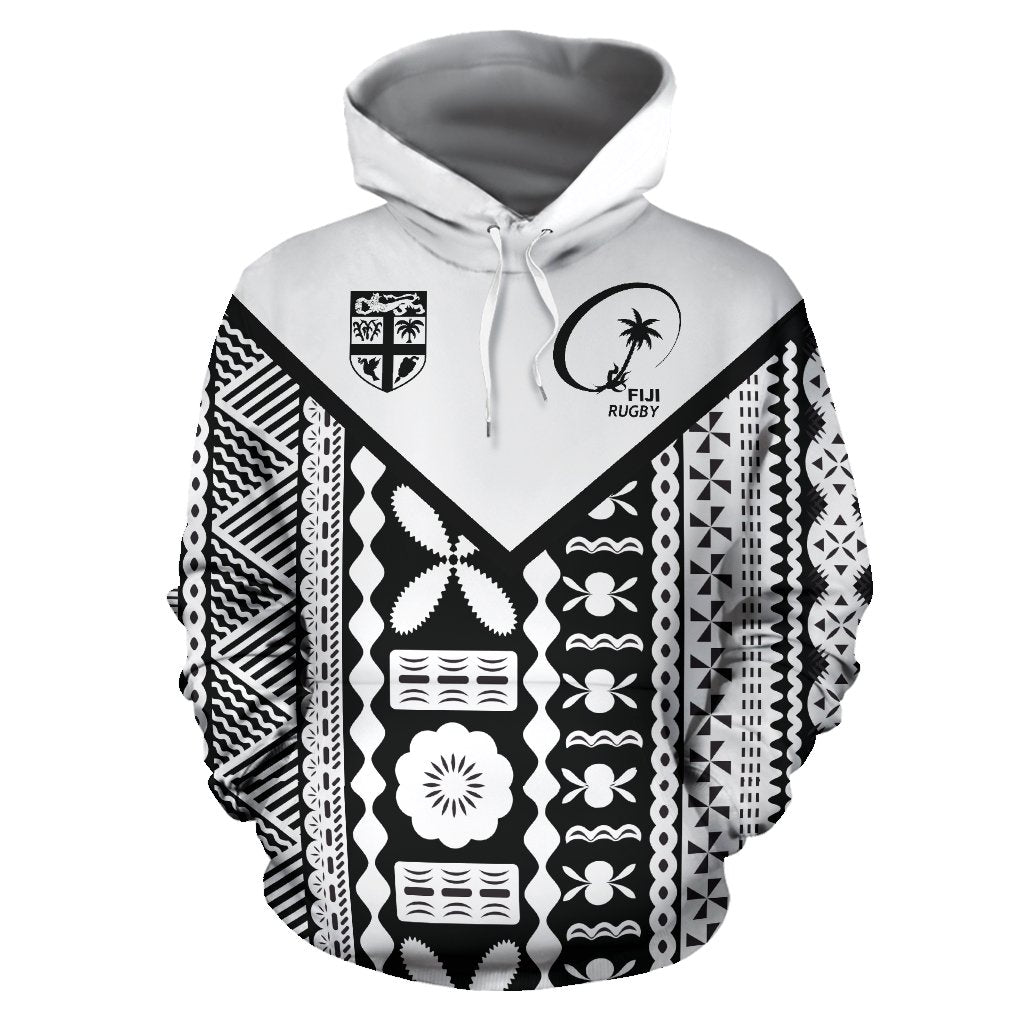 Fiji Rugby Tapa Hoodie Fiji Flag Coat of Arms PatternK4 - Polynesian Pride
