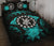 Cook Islands Polynesian Quilt Bed Set Hibiscus Turquoise Black - Polynesian Pride