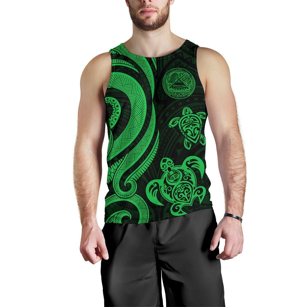 American Samoa Men's Tank Top - Green Tentacle Turtle - Polynesian Pride