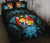 Tonga Polynesian Quilt Bed Set Hibiscus Blue Black - Polynesian Pride