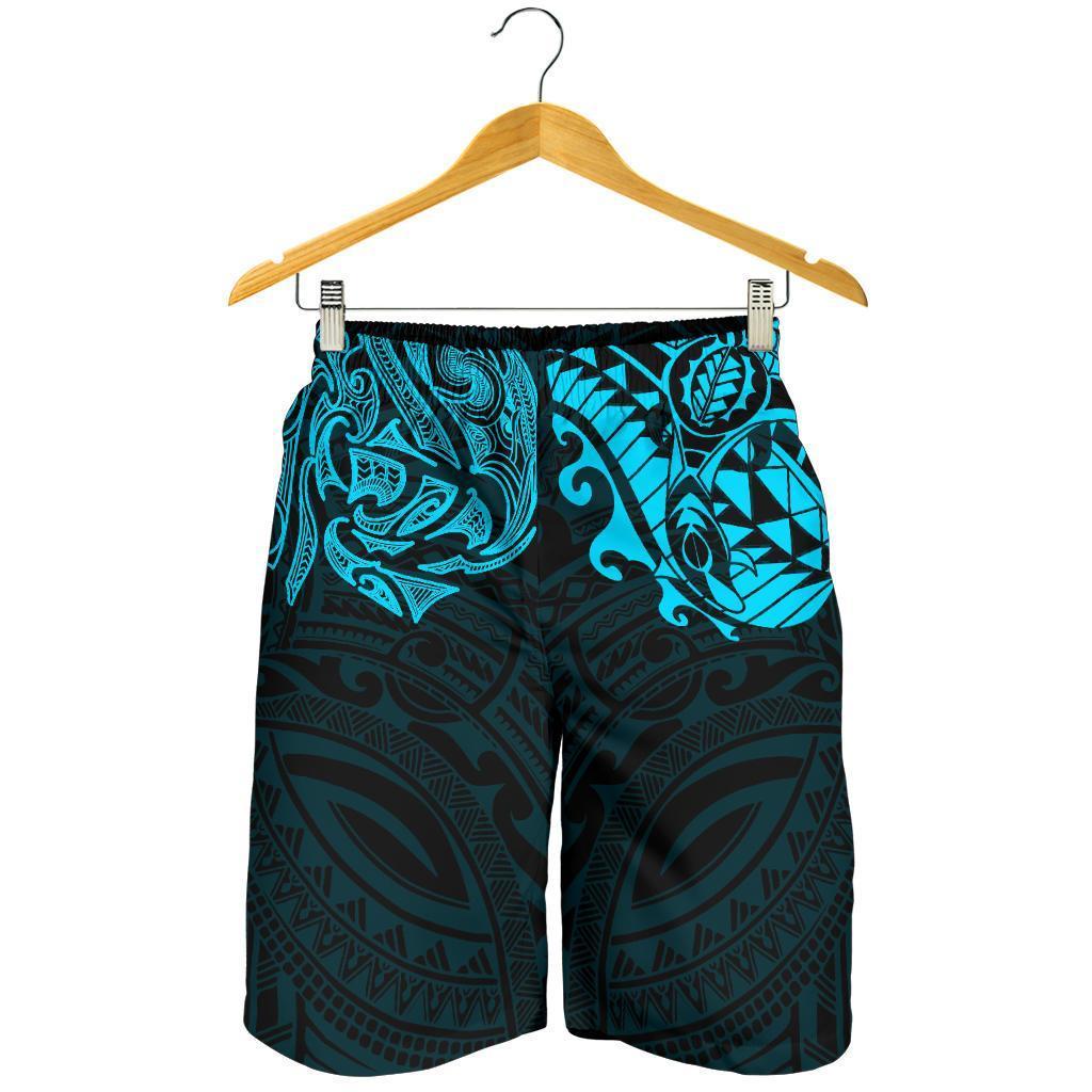 New Zealand All Over Print Men'S Shorts, Maori Polynesian Tattoo Blue Black - Polynesian Pride