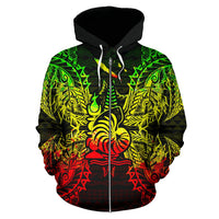 New Caledonia Polynesian All Over Zip up Hoodie Map Reggae - Polynesian Pride