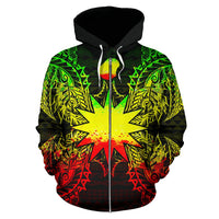 Nauru Polynesian All Over Zip up Hoodie Map Reggae - Polynesian Pride