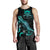 Tuvalu Polynesian Men Tank Top - Turtle With Blooming Hibiscus Tuquoise - Polynesian Pride