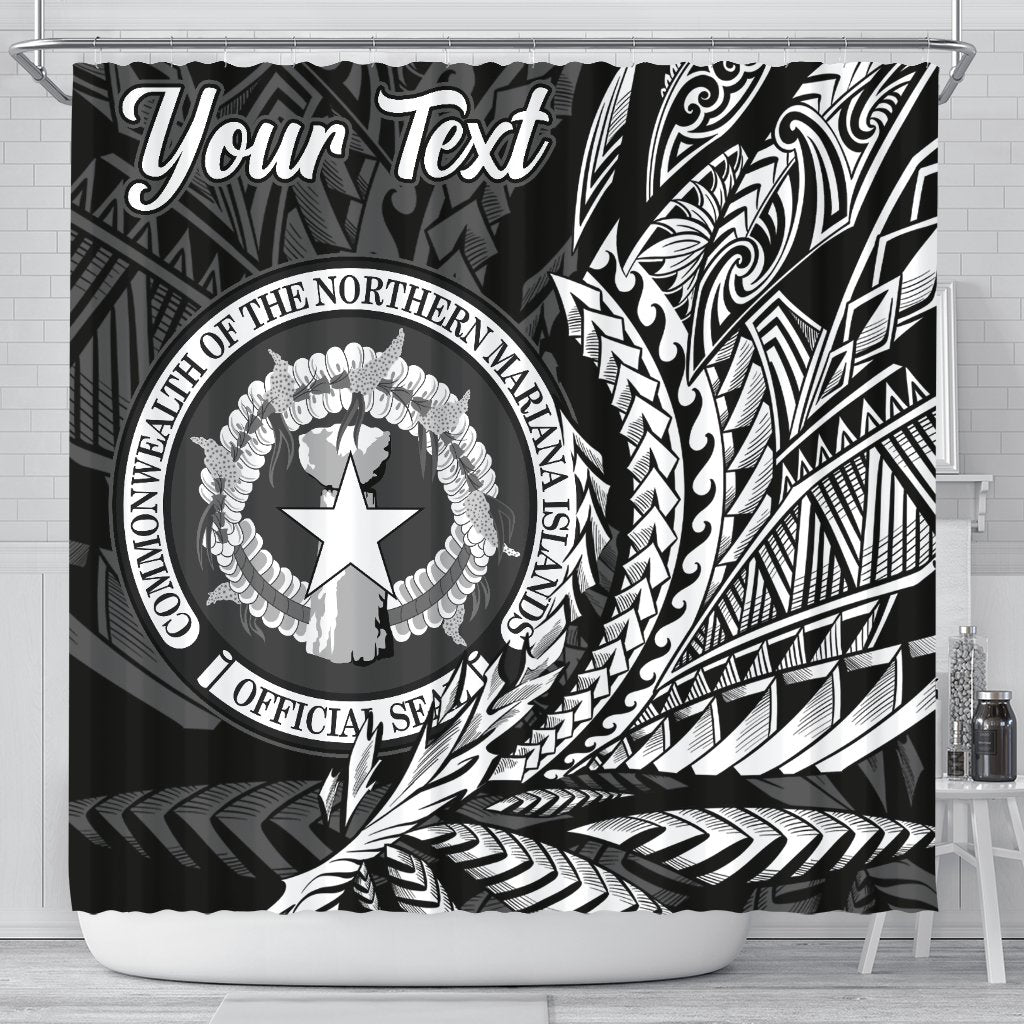 Northern Mariana Islands Shower Curtains - Custom Personalised Wings Style 177 x 172 (cm) Black - Polynesian Pride