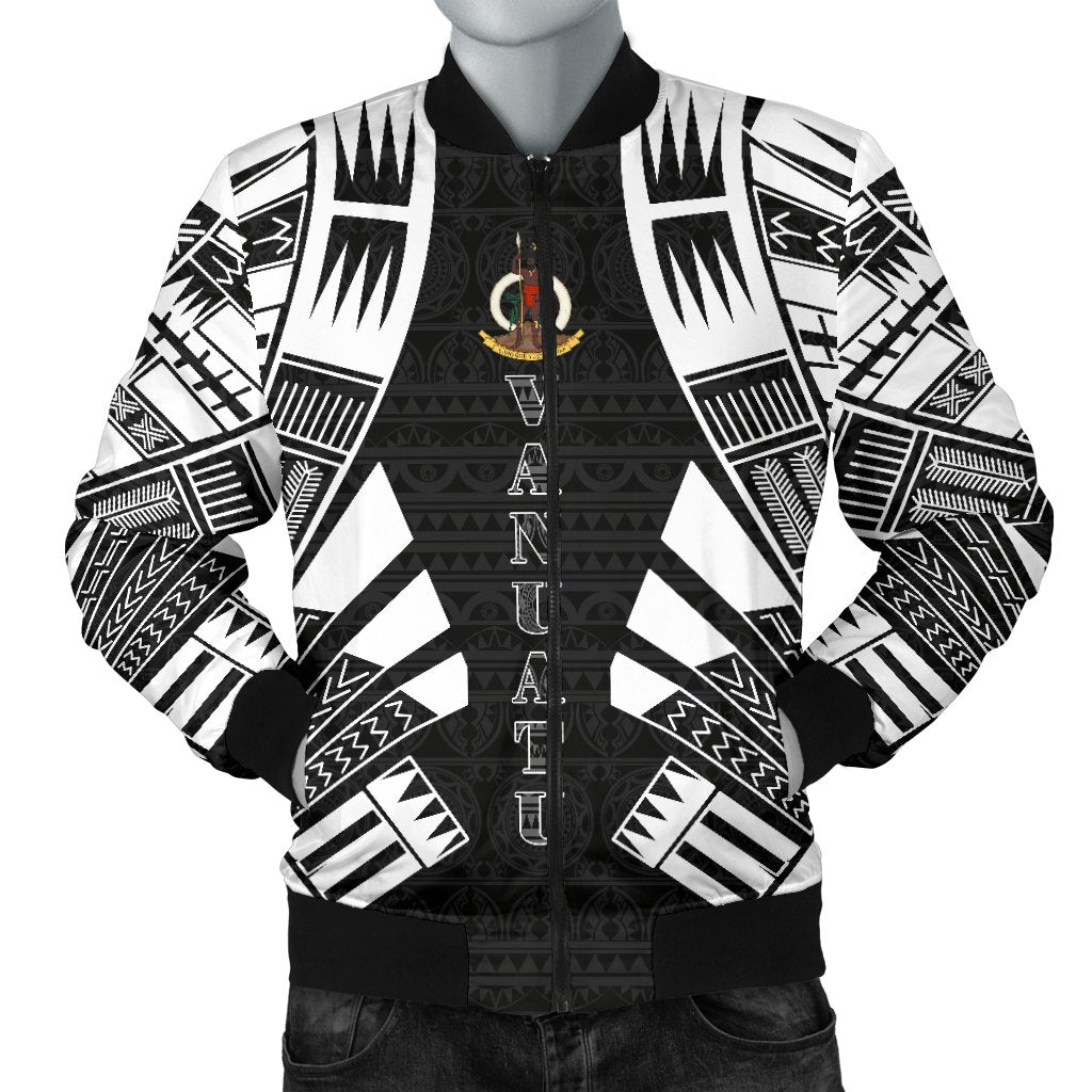 Vanuatu Men Bomber Jackets - Polynesian Tattoo Black Black - Polynesian Pride