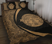 Hawaii Polynesian Pele Mauna Kea Quilt Bed Set Circle Style Gold - Polynesian Pride