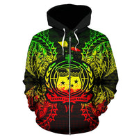 Samoa Polynesian All Over Zip up Hoodie Map Reggae - Polynesian Pride