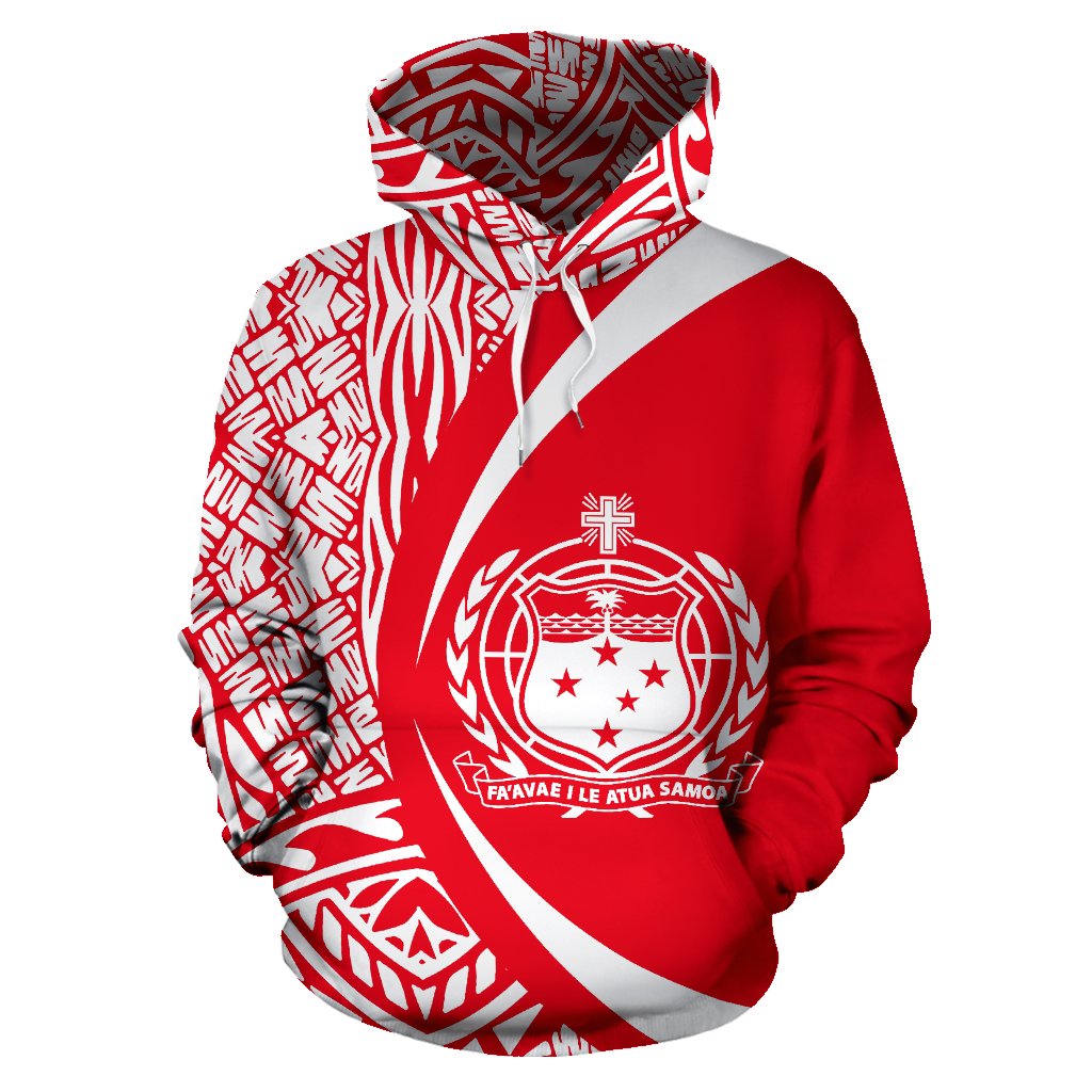 Samoa Polynesian Hoodie Circle Style White and Red Color - Polynesian Pride