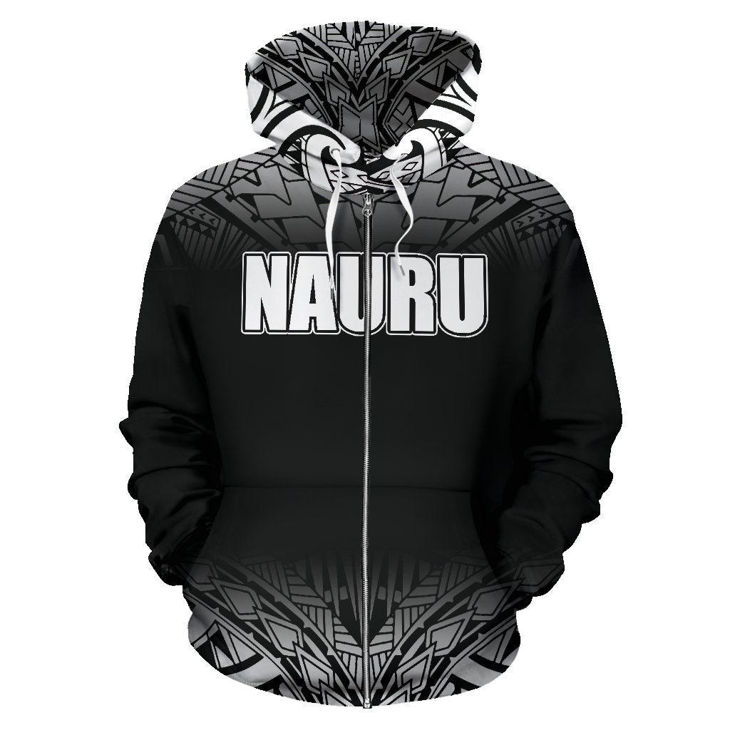 Nauru All Over Zip up Hoodie Fog Black Style - Polynesian Pride