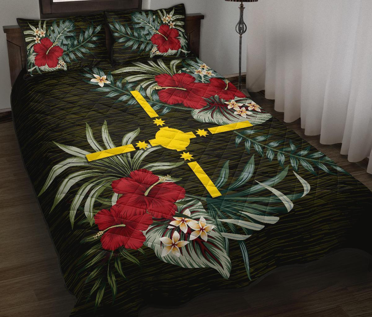 Rotuma Polynesia Polynesian Quilt Bed Set - Special Hibiscus Black - Polynesian Pride