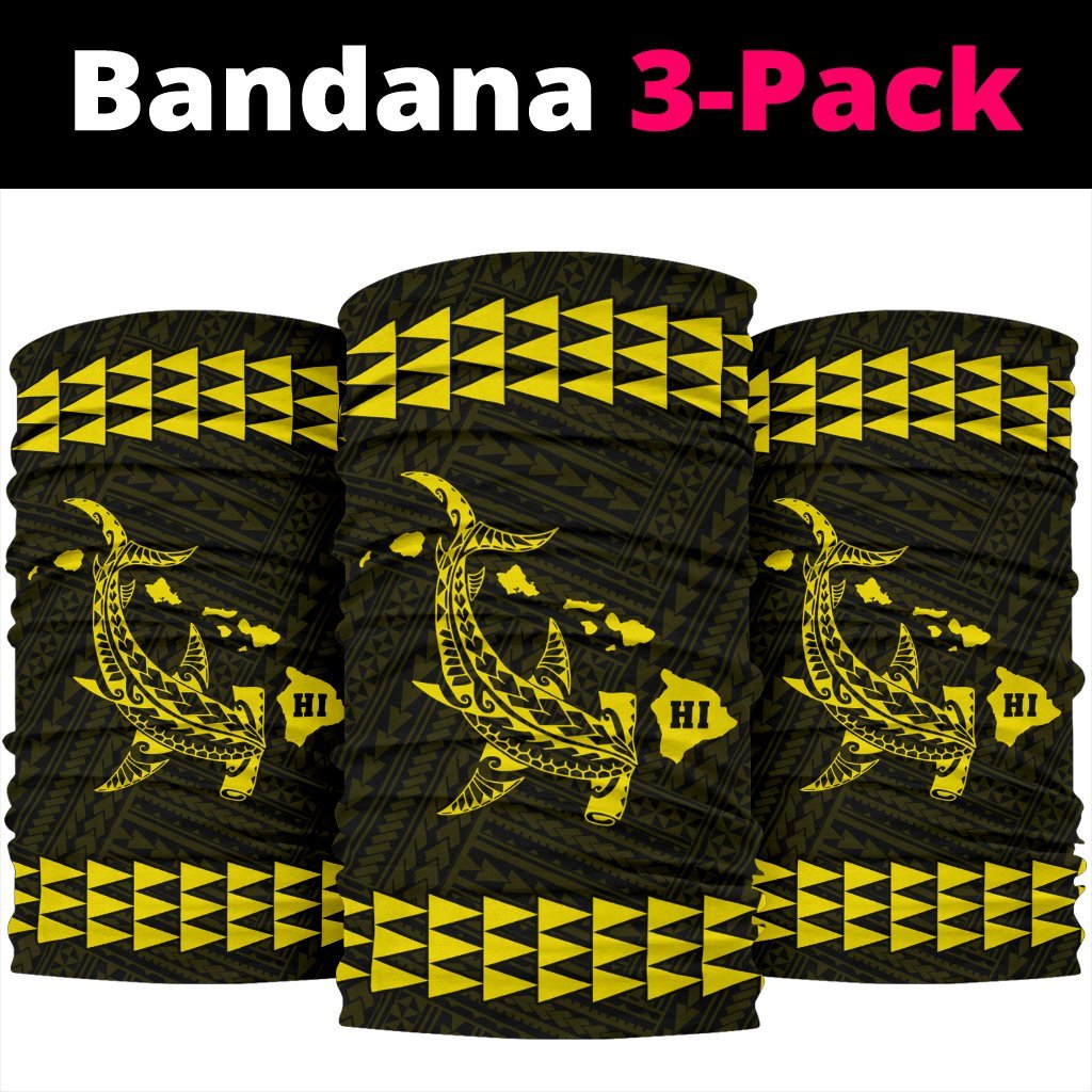 Hawaii Kakau Polynesian Hammerhead Shark Bandana 3 - Pack - Yellow - Polynesian Pride