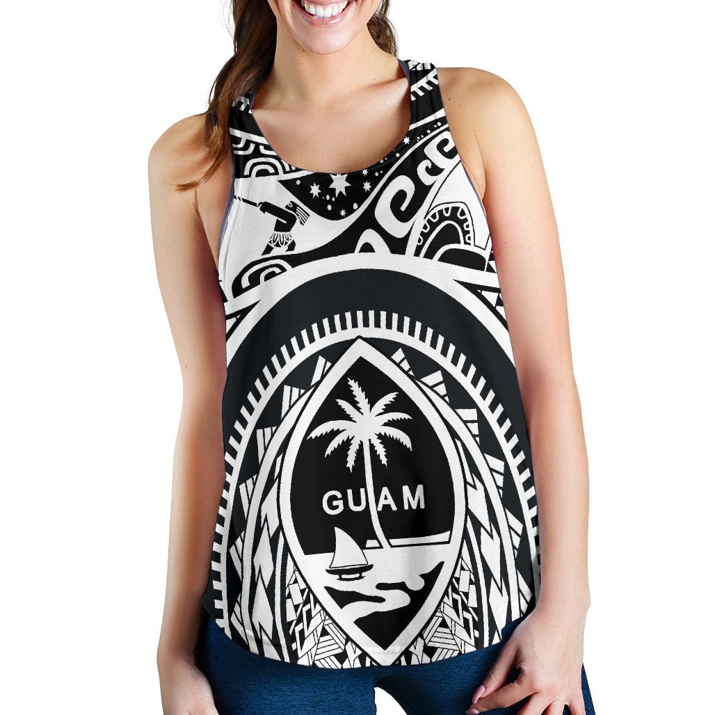 Polynesian Racerback Tanks - Guam Flag, Seal with Maui Moana Tattoo - Polynesian Pride