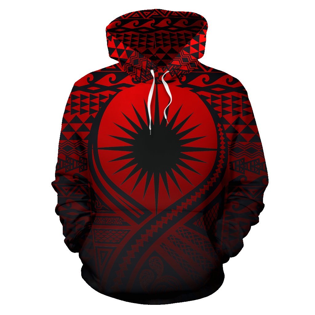 Marshall Islands All Over Hoodie Lift up Red - Polynesian Pride