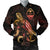 Guam Polynesian Men's Bomber Jacket - Turtle With Blooming Hibiscus Gold Gold - Polynesian Pride