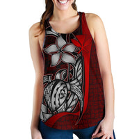 Polynesian Hawaii Women Racerback Tank Red - Turtle with Hook - Polynesian Pride