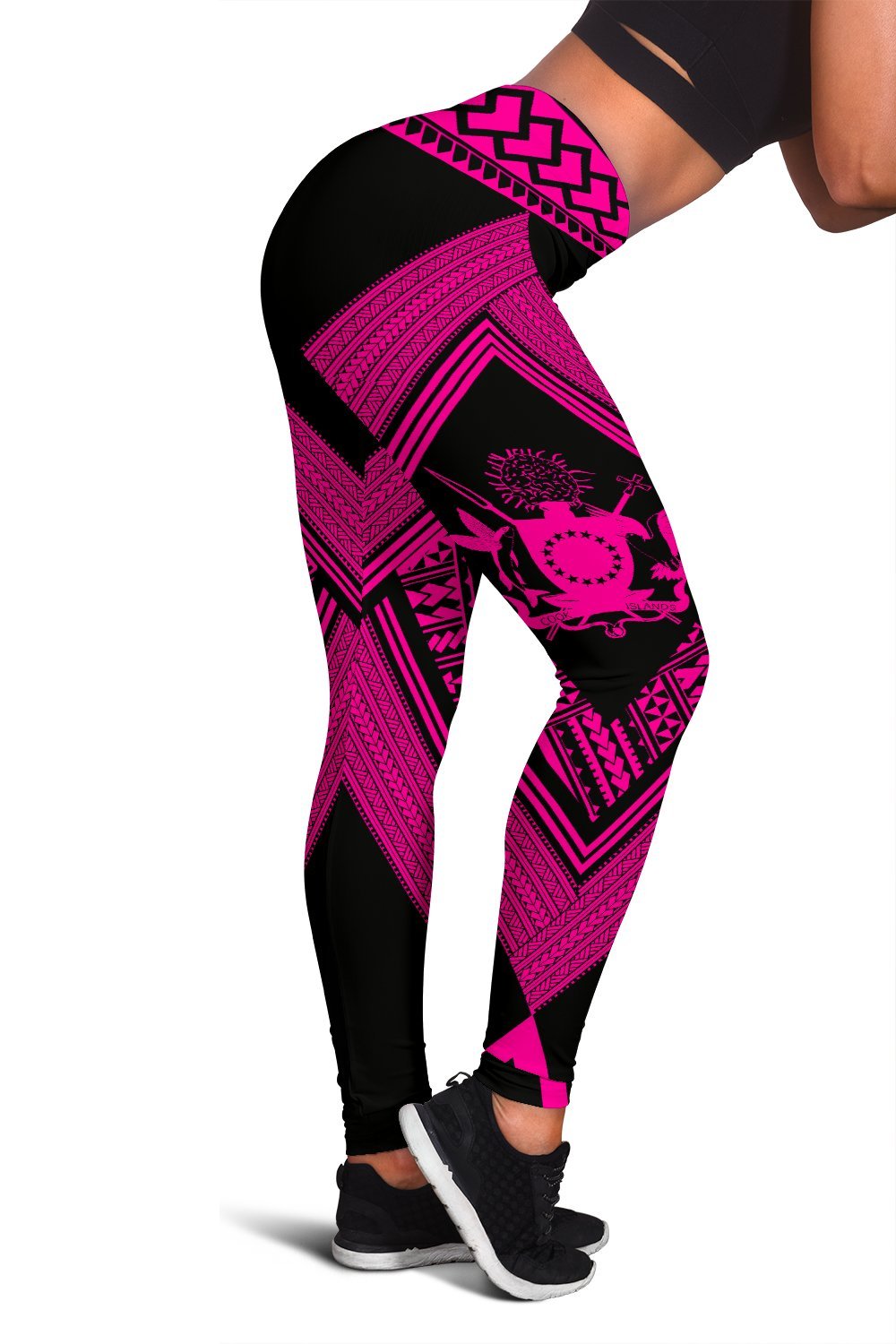 Cook Islands Leggings Pink Black - Polynesian Pride