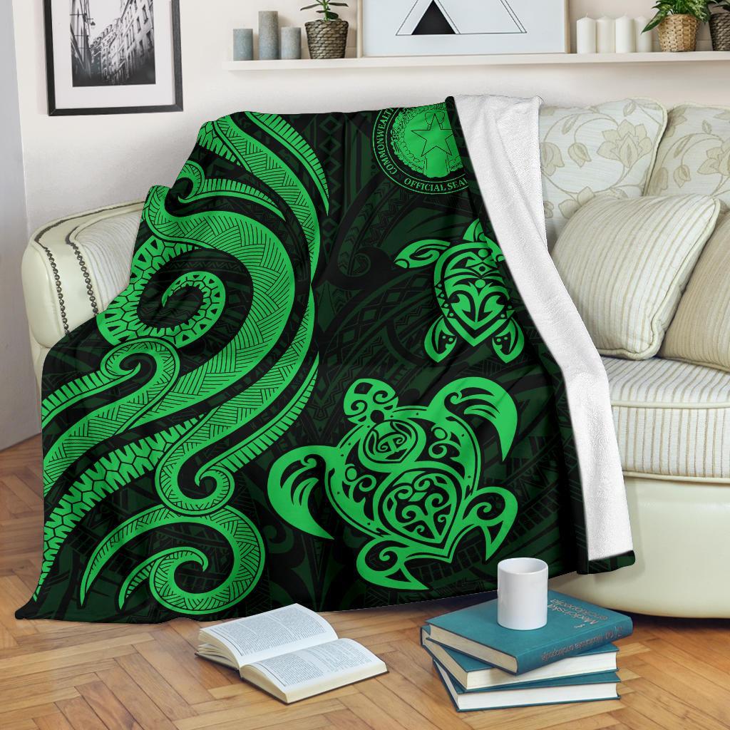 Northern Mariana Premium Blanket - Tentacle Turtle Green White - Polynesian Pride