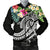 Kosrae Polynesian Men's Bomber Jacket - Summer Plumeria (Black) Black - Polynesian Pride