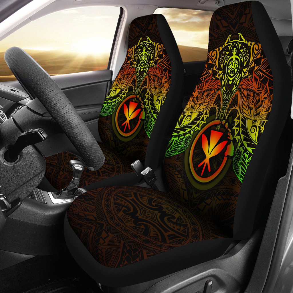 Hawaii Car Seat Covers - Kanaka Maoli Reggae Turtle Manta Ray Universal Fit RED - Polynesian Pride