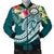 FSM Polynesian Men's Bomber Jacket - Summer Plumeria (Turquoise) Turquoise - Polynesian Pride