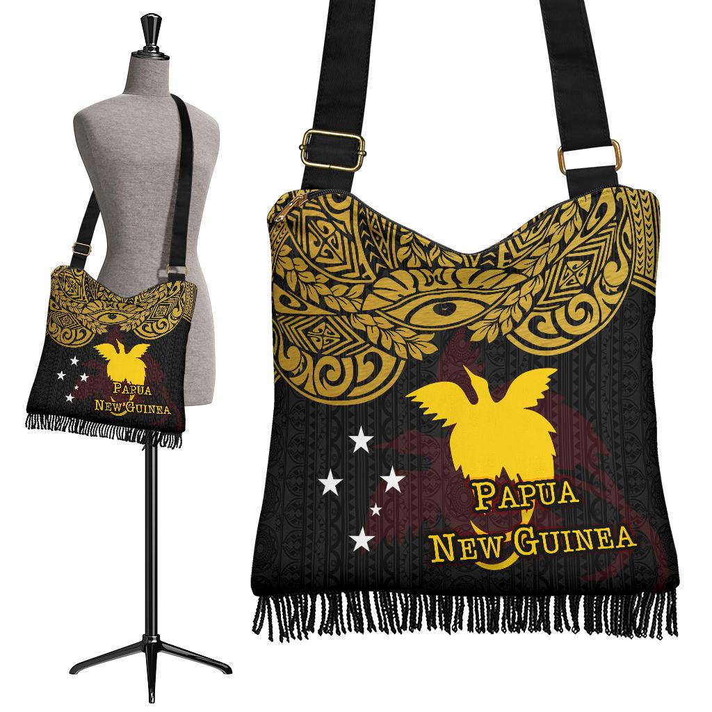 Papua New Guinea Crossbody Boho Handbag - Erudite Eye One Style One Size Black Gold - Polynesian Pride