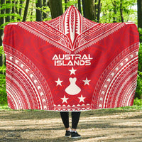 Austral Islands Flag Polynesian Chief Hooded Blanket Hooded Blanket Red - Polynesian Pride