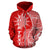 Nauru Polynesian Custom Zip up Hoodie Coconut Red White - Polynesian Pride