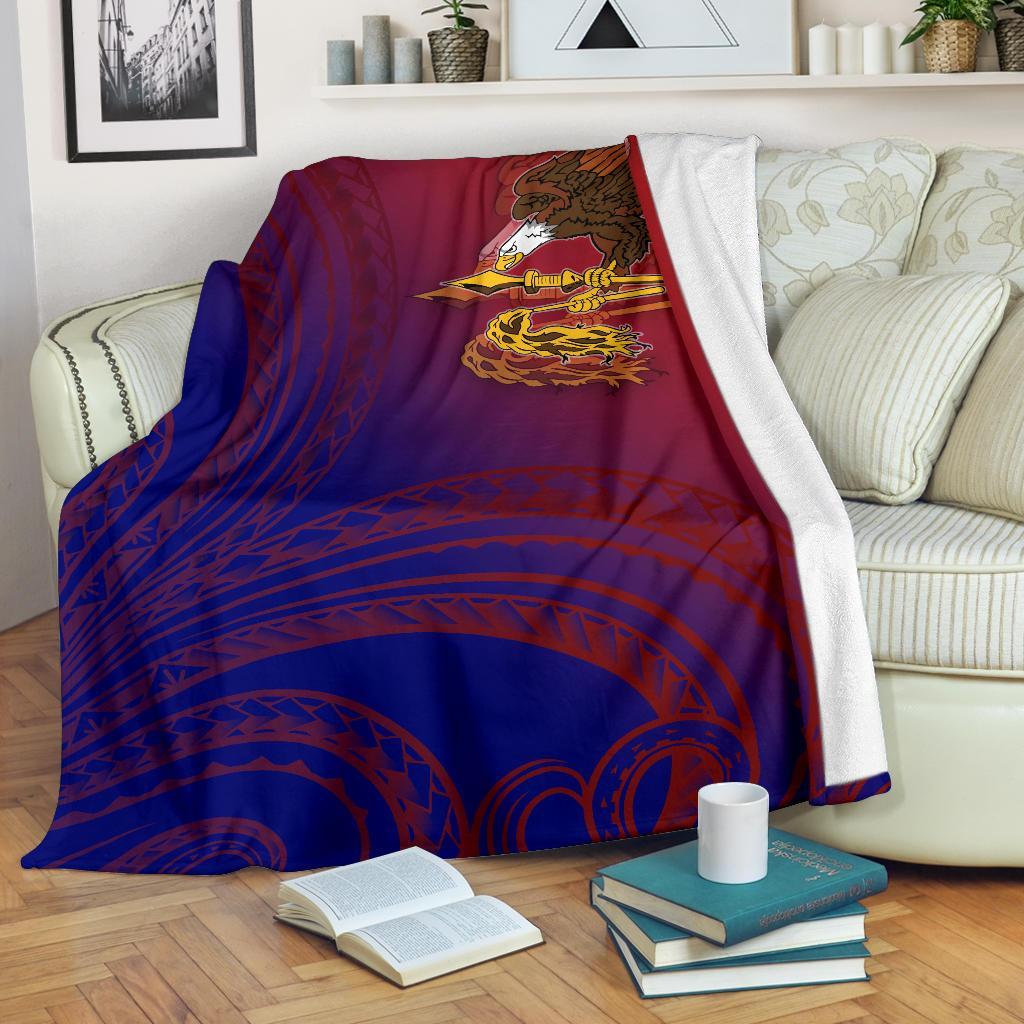 American Samoa Polynesian Premium Blanket - Bald Eagle (Blue - Red) White - Polynesian Pride