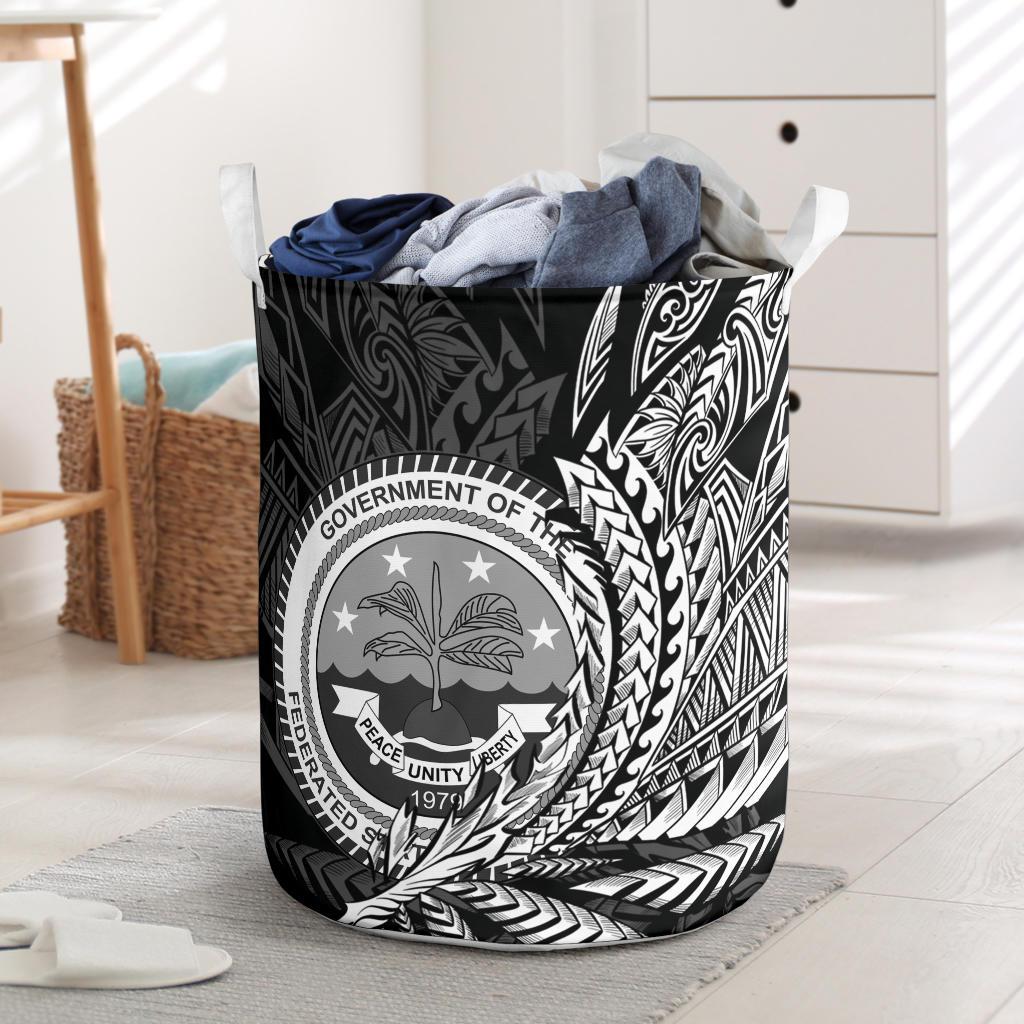 Federated States of Micronesia Laundry Basket - Wings Style Laundry Basket - Federated States of Micronesia One Size Black - Polynesian Pride