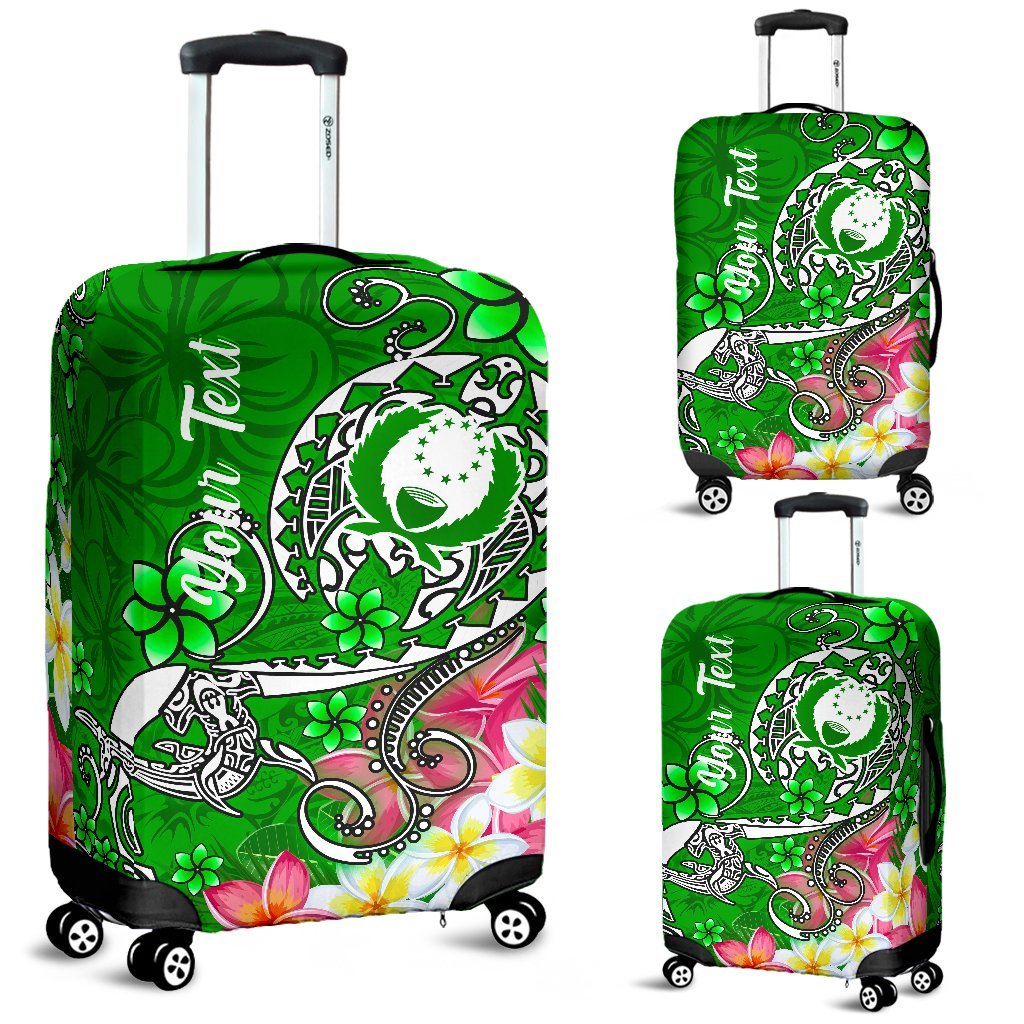 Pohnpei Custom Personalised Luggage Covers - Turtle Plumeria (Green) - Polynesian Pride