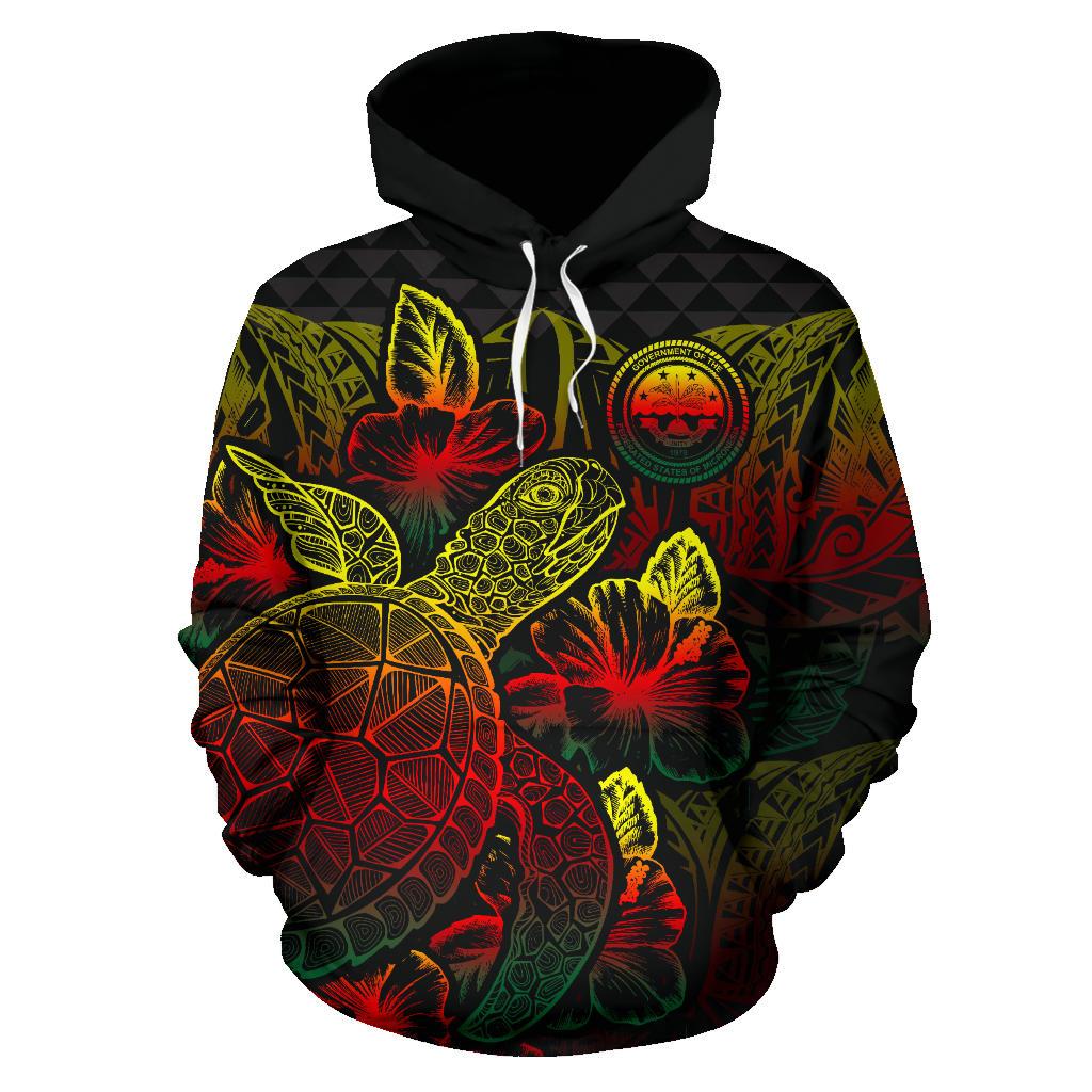 Federated States of Micronesia Polynesian Hoodie Turtle Hibiscus Reggae - Polynesian Pride