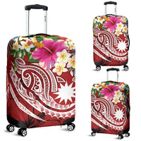 Nauru Polynesian Luggage Covers - Summer Plumeria (Red) - Polynesian Pride