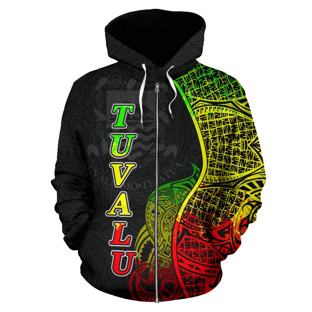 Tuvalu Polynesian Zip up Hoodie Coconut Tree Reggae - Polynesian Pride