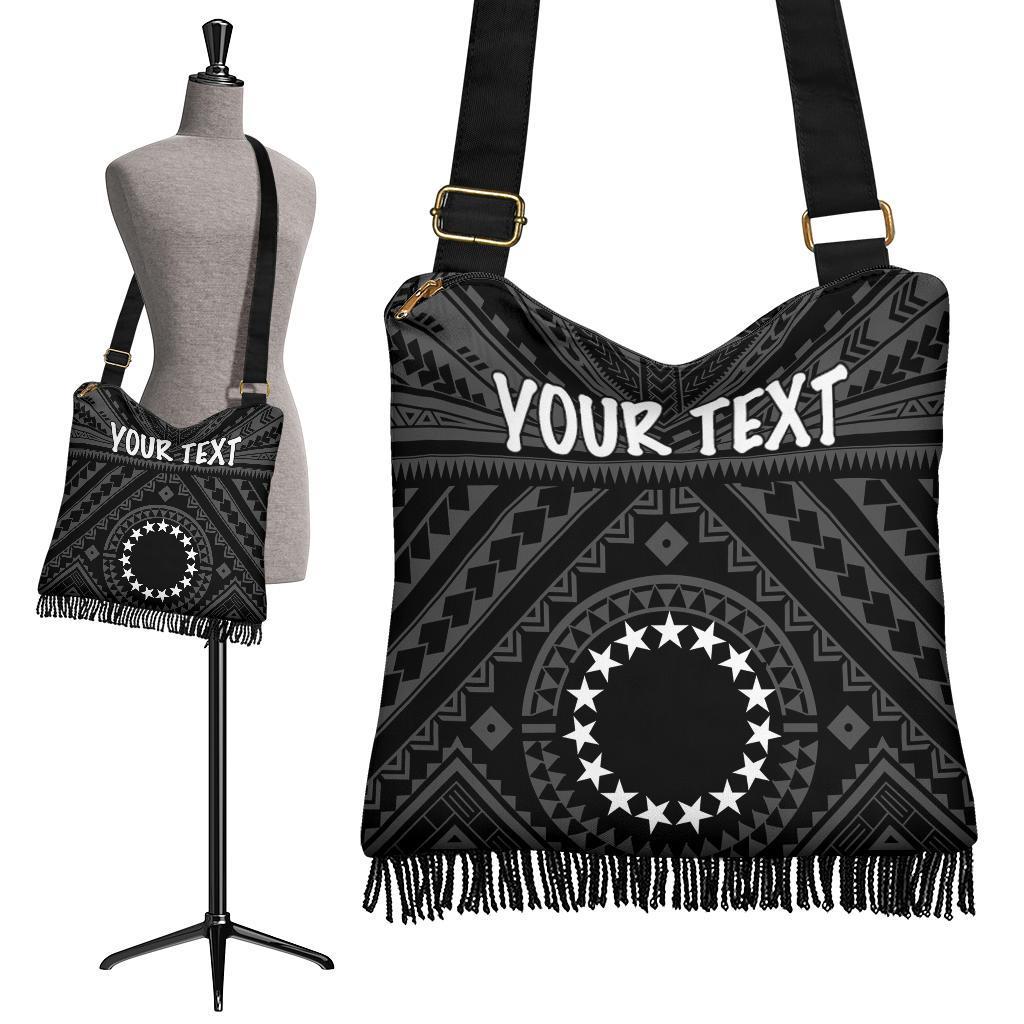 Cook Island Personalised Boho Handbags - Seal With Polynesian Tattoo Style ( Black) - Polynesian Pride